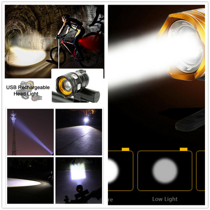 LED Mountain Cycle Head Light Waterproof Rechargeable 15000LM XM-L T6 LED MTB Bicycle Light Bike Front Rear Light Set Wi