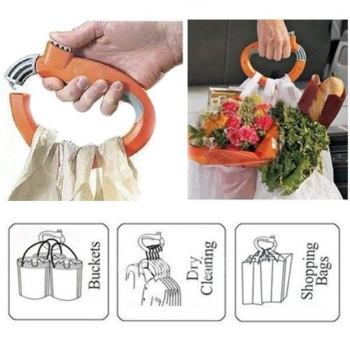 Home One Trip Grips Shopping Grocery Bag Holder Handle Carrier Lock Kitchen Tool