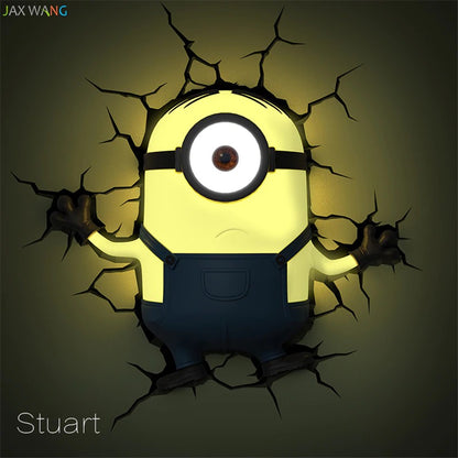 Cartoon Minions Stereo 3D Wall Night Lamps Children Bedroom Room Corridor Bedside Wall Birthday Gift Night PREORDER