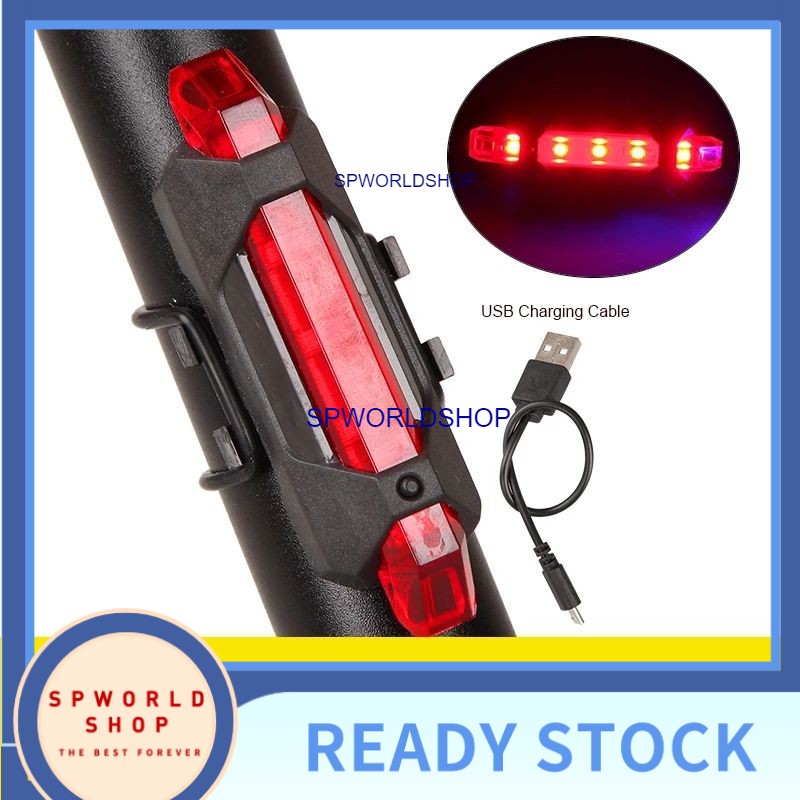 USB Rechargeable Bike Bicycle Tail Rear light -RED