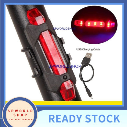 USB Rechargeable Bike Bicycle Tail Rear light -RED