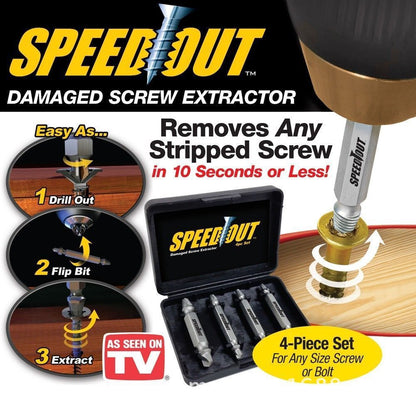 Speed Out 4pcs Damaged Screw Extractor Use With Any Drill As Seen On TV Speed Out * READY STOCK