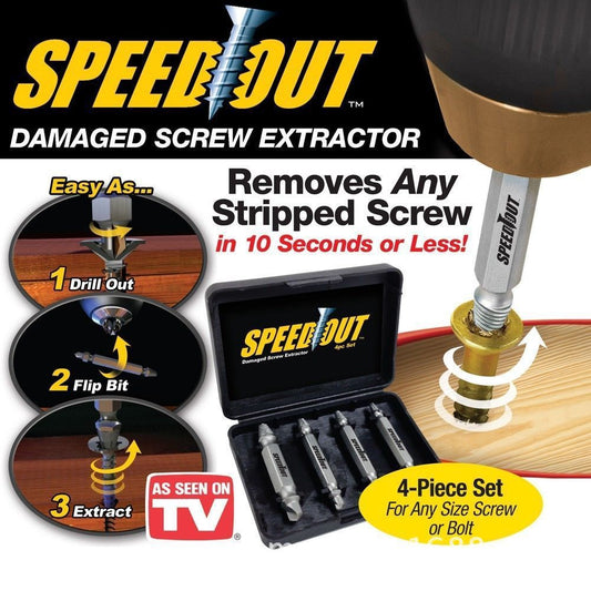 Speed Out 4pcs Damaged Screw Extractor Use With Any Drill As Seen On TV Speed Out * READY STOCK