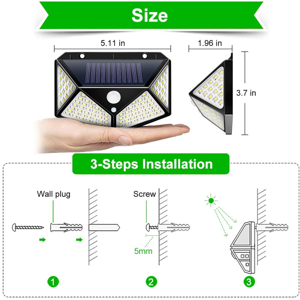 100 LED Solar Light Outdoor Solar Lamp Powered Sunlight Waterproof PIR Motion Sensor Street Light for Garden PREORDER