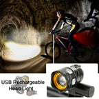 LED Mountain Cycle Head Light Waterproof Rechargeable 15000LM XM-L T6 LED MTB Bicycle Light Bike Front Rear Light Set Wi