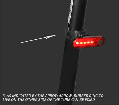 Portable USB Chargeable Waterproof Rear Bicycle Tail Light 5 LED Lamp 4 Flashing Models Night Safety Warning Bike Access