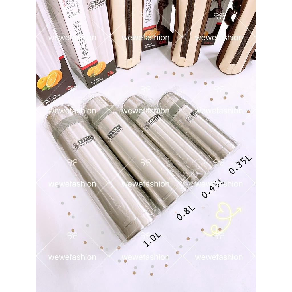 READY STOCK!!!ZEBRA SUS304 Stainless Steel Vacuum Flask Thermal Bottle 350ml/450ml/800ml/1L