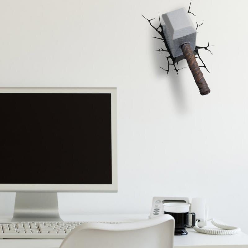 Marvel Hammer 3D Night light Amazing Creative Sticker for bed lights iron lamp led lamp avengers wall lamp PREORDER