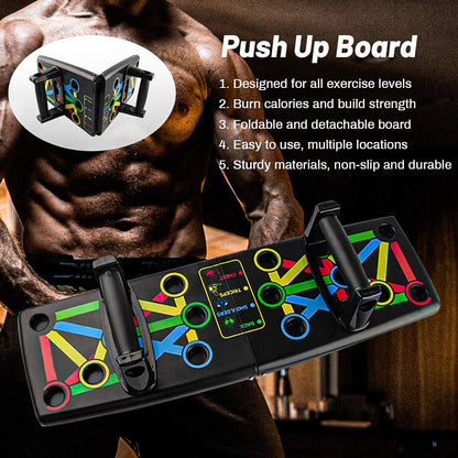 Folding Push Up Board Fitness Workout Train Muscle Exercise I-shaped Pushup Racks for Adults Indoor Home Muscle Training