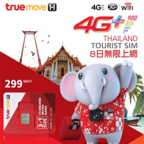Thailand True Move 3 In 1 Travel Sim Card 8 Days Unlimited Data