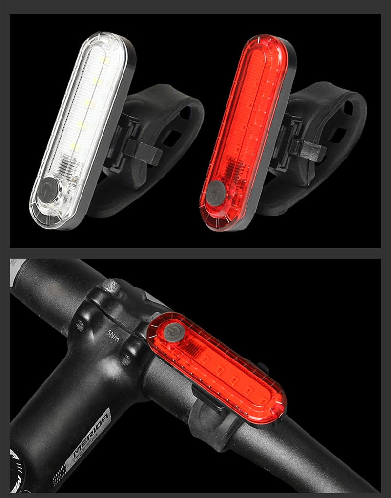 Portable USB Chargeable Waterproof Rear Bicycle Tail Light 5 LED Lamp 4 Flashing Models Night Safety Warning Bike Access