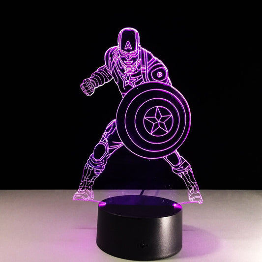 Superheroes Spiderman Thor Hammer Black Panther Icon LED Lamp Iron Man Captain America Shield 3D LED Light PREORDER