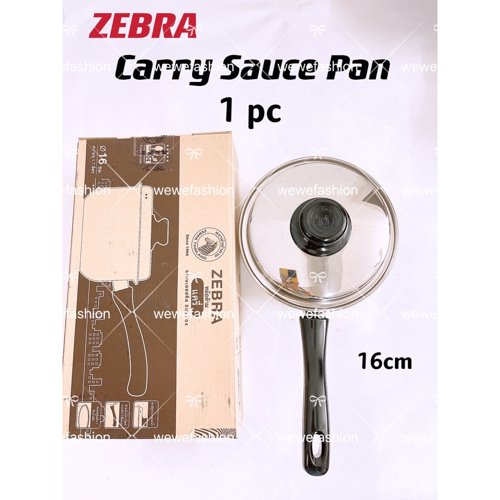 READY STOCK!!!Zebra SUS304 Stainless Steel CARRY Sauce Pan [14cm, 16cm, 18cm]