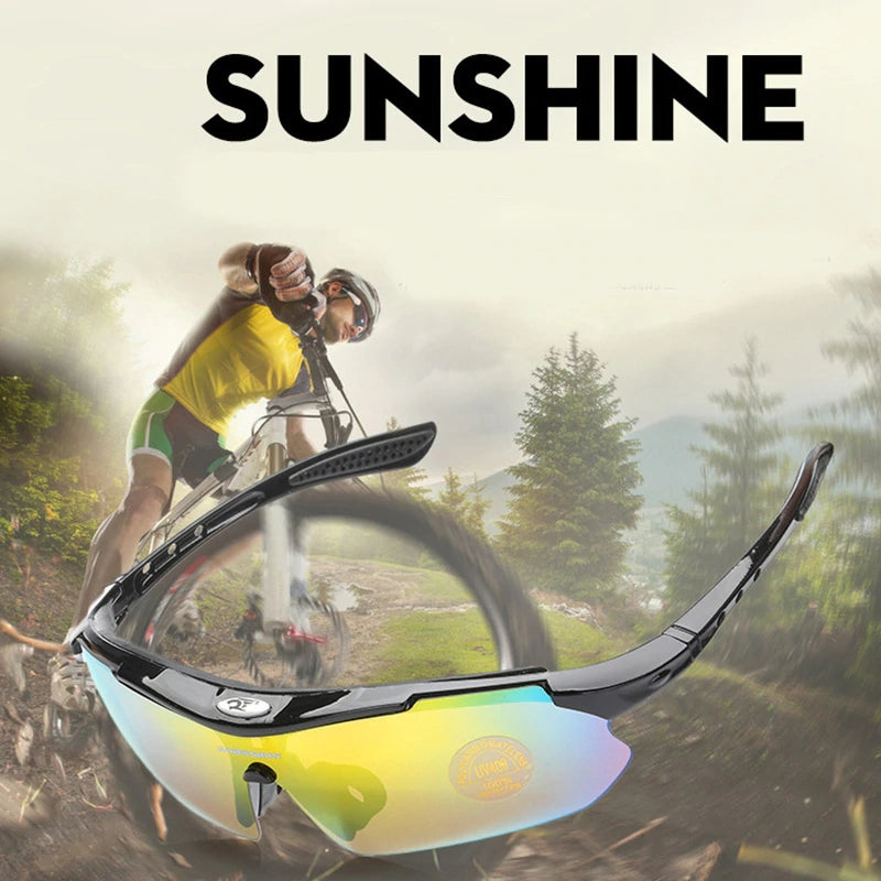 Outdoor Cycling Glasses HD Myopia Solar Sports Sunglasses Interchangeable Lenses Bicycle Eyewear Goggles