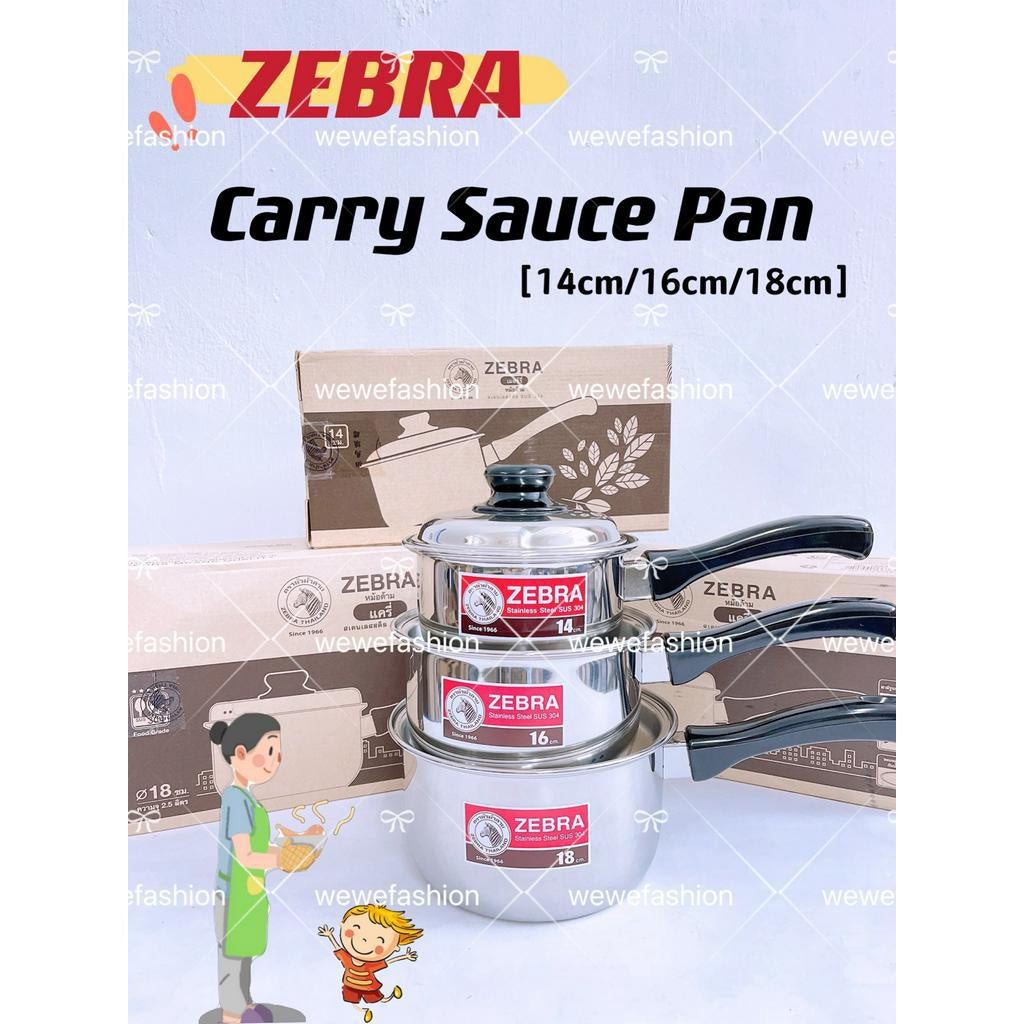 READY STOCK!!!Zebra SUS304 Stainless Steel CARRY Sauce Pan [14cm, 16cm, 18cm]