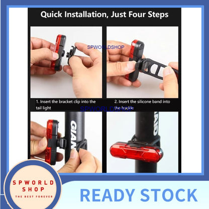 USB Rechargeable Bike Bicycle Tail Rear light -RED