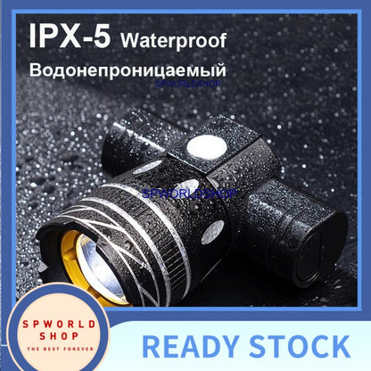 USB Rechargable Lamp Zoomable T6 LED Bike Front Light Torch 3 Modes Cycling Headlight