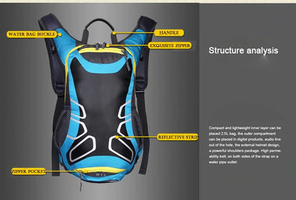 Waterproof 15L Bicycle Backpack,MTB Bike Hydration Backpack for men Cycling Water Backpack,with rain cover,no water bag
