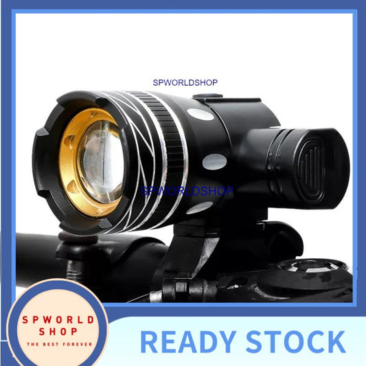 USB Rechargable Lamp Zoomable T6 LED Bike Front Light Torch 3 Modes Cycling Headlight