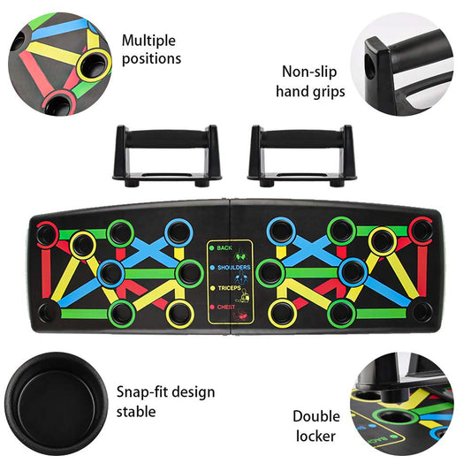 Folding Push Up Board Fitness Workout Train Muscle Exercise I-shaped Pushup Racks for Adults Indoor Home Muscle Training