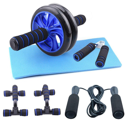 5 in 1 Muscle Trainer Wheel Roller Kit AB Whell Abdominal Roller With Push UP Bar Jump Rope Gym Home Fitness Equipment