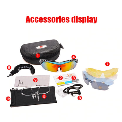 Outdoor Cycling Glasses HD Myopia Solar Sports Sunglasses Interchangeable Lenses Bicycle Eyewear Goggles