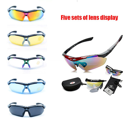 Outdoor Cycling Glasses HD Myopia Solar Sports Sunglasses Interchangeable Lenses Bicycle Eyewear Goggles
