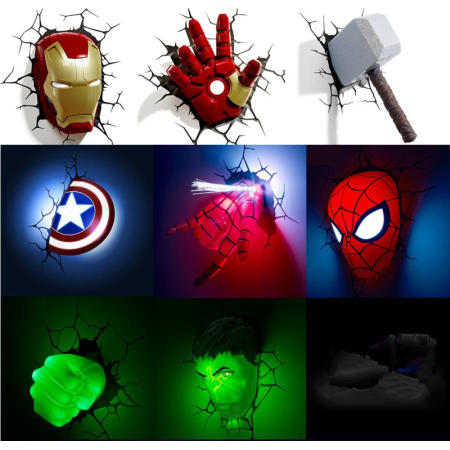 Marvel The Avengers 3D LED Wall Lamp Bedroom Living Room Night Light For Ironman Spiderman Hulk Captain PREORDER