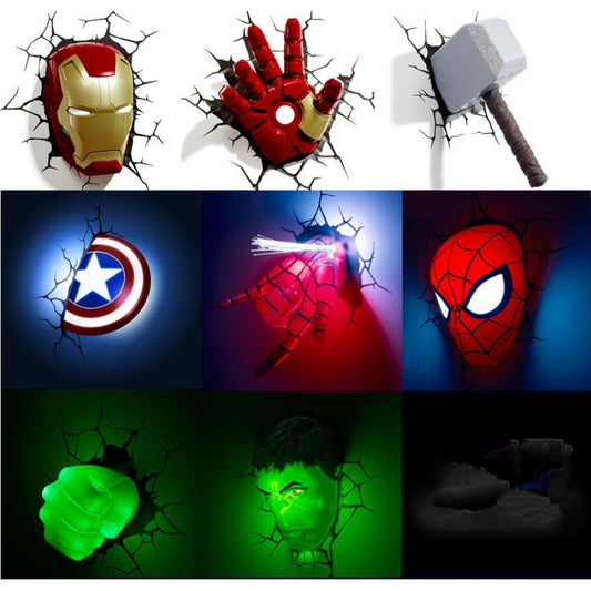 Marvel The Avengers 3D LED Wall Lamp Bedroom Living Room Night Light For Ironman Spiderman Hulk Captain PREORDER
