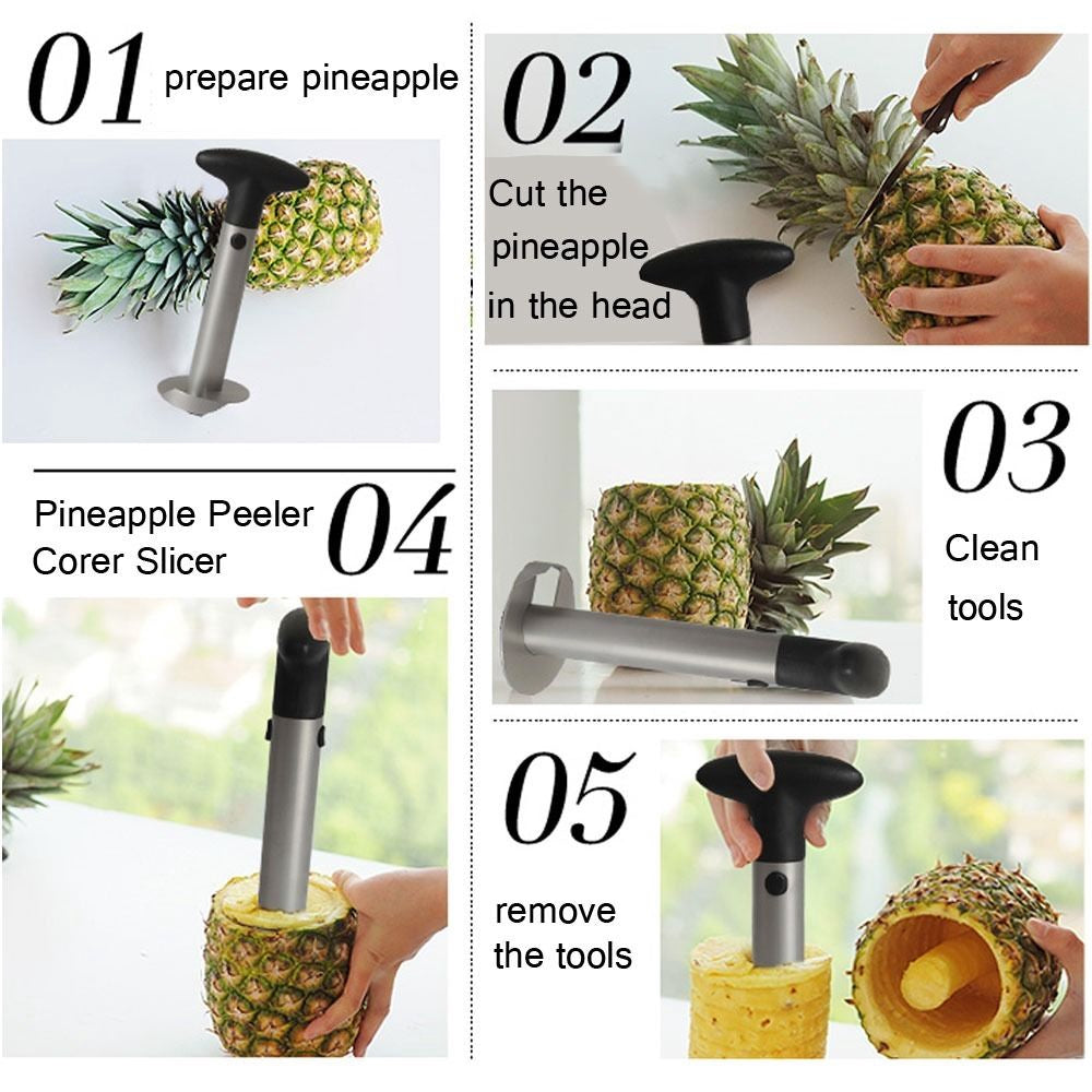 Fruit Pineapple Stainless Steel Corer Slicers Peeler Cutter Kitchen Easy Tool
