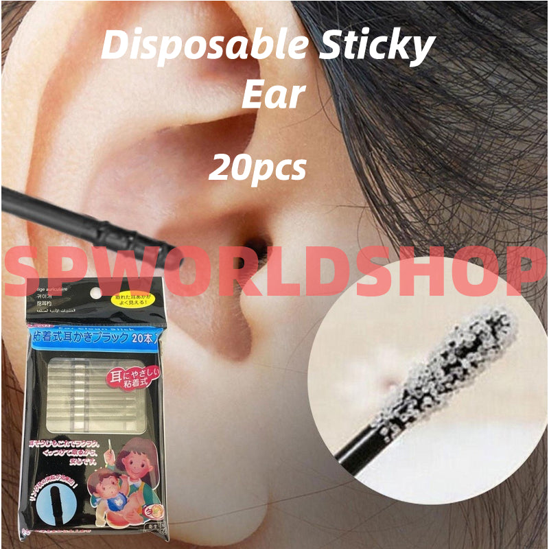(READYSTOCK) 20pcs Disposable Sticky Ear Swabs Pick Spiral Tips  Removal Ear Nose  Stick Sticky Ear Pick Stick 自带黏性挖耳棒