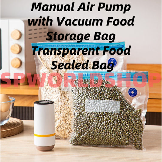 READY SYOCK!!! Manual Air Pump Portable Vacuum Sealer Machine with Vacuum Food Storage Bag Transparent Food Sealed Bag