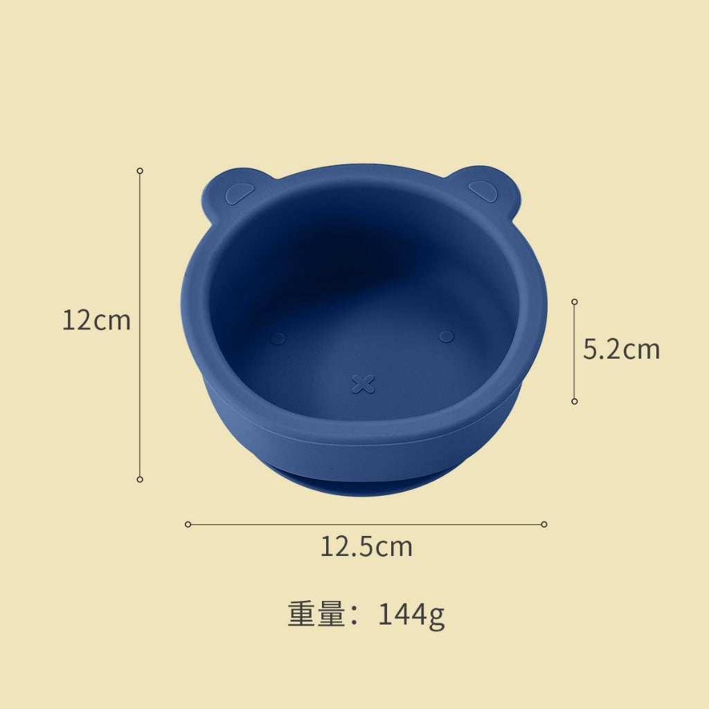 Silicone Baby Plate Bowl Set Spoon Bear BPA free Kids suction feeding Pingan Mangkuk sudu bayi