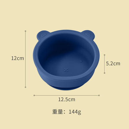 Silicone Baby Plate Bowl Set Spoon Bear BPA free Kids suction feeding Pingan Mangkuk sudu bayi