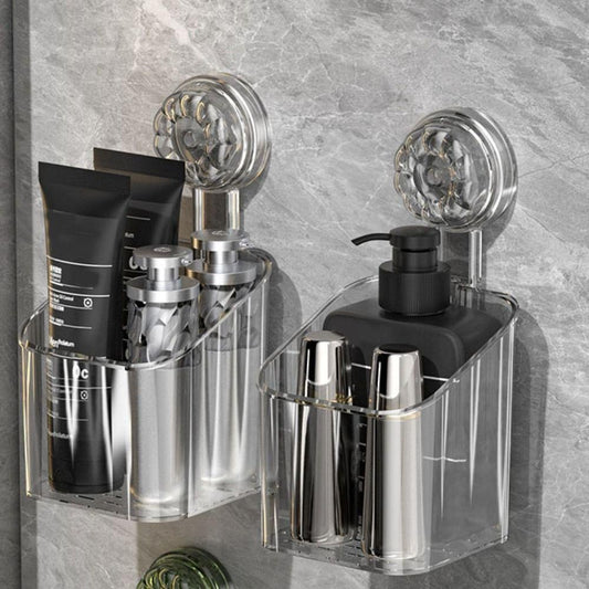 READY STOCK‼️ Suction Cup Bathroom Storage Basket | Wall-Mounted Shower Rack | Easy to Clean & Removable 吸盘式浴室收纳篮