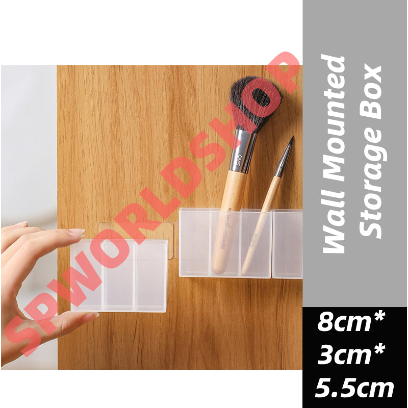READY STOCK!!! Wall Mounted Storage Box with Lid | Lipstick, Scissors, Data Cable & Eyebrow Pencil Organizer 壁挂式带盖收纳盒