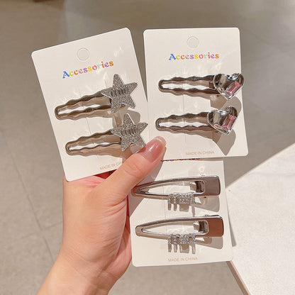 2Pcs Fashion Letter Star Wave Hairpin Sweet Cool Y2K Girls Hair Clips-CSW1014