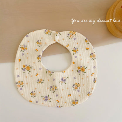 READY STOCK‼️ Baby Infant Saliva Towel | 100% Cotton Bibs | 360° Rotating Reversible Baby Bib  婴儿口水巾 | 100%纯棉围兜