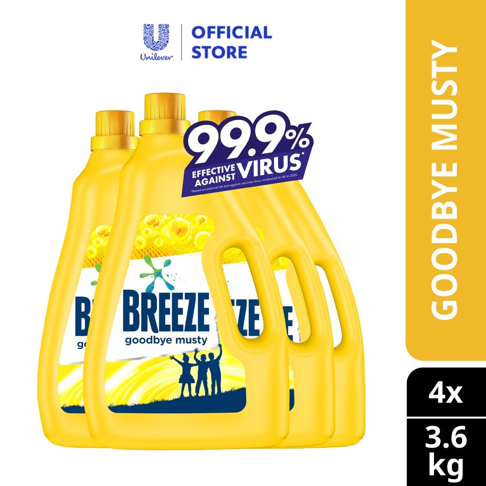 READY STOCK!!! Breeze Detergent Liquid Fragrance of Comfort Power Clean Colour Care 3.6kg 1 Box of 4 Bottle