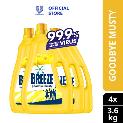 READY STOCK!!! Breeze Detergent Liquid Fragrance of Comfort Power Clean Colour Care 3.6kg 1 Box of 4 Bottle