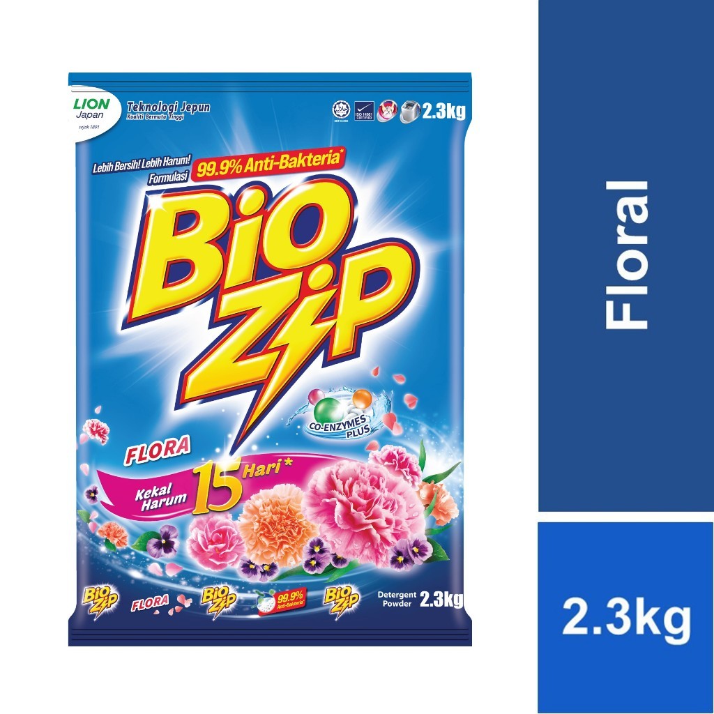 ✅ READY STOCK‼️ Bio Zip Serbuk Pencuci Baju 2.3kg (Magical Bloom/Flora/Oren/Parfum Bouquet/Colour) Harum & Bersih Berkes