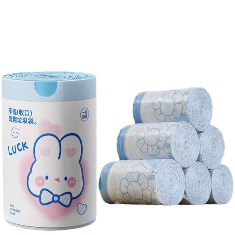 READY STOCK‼️ 50Pcs/100Pcs Cartoon Rabbit Large Drawstring Garbage Bags | Thick & Durable Plastic Trash Bags 大号抽绳垃圾袋