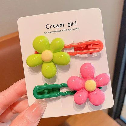 2pc Cute Flower Bangs Hairpin Party Holiday Ornamen-CSW1013
