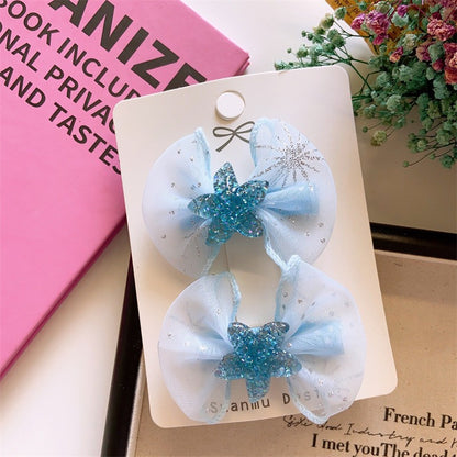 Gorgeous Princess Bow Knot Mesh Crystal Hair Clips Perfect for Kids' Hair Accessories-CSW1017