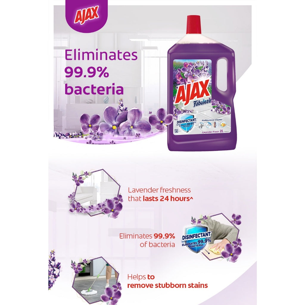 READY STOCK~Ajax Fabuloso Multi Purpose Floor Cleaner 3L Eliminates 99.9% Bacteria Cair untunk Mop Lantai