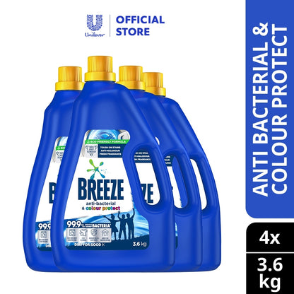 READY STOCK!!! Breeze Detergent Liquid Fragrance of Comfort Power Clean Colour Care 3.6kg 1 Box of 4 Bottle