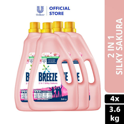 READY STOCK!!! Breeze Detergent Liquid Fragrance of Comfort Power Clean Colour Care 3.6kg 1 Box of 4 Bottle