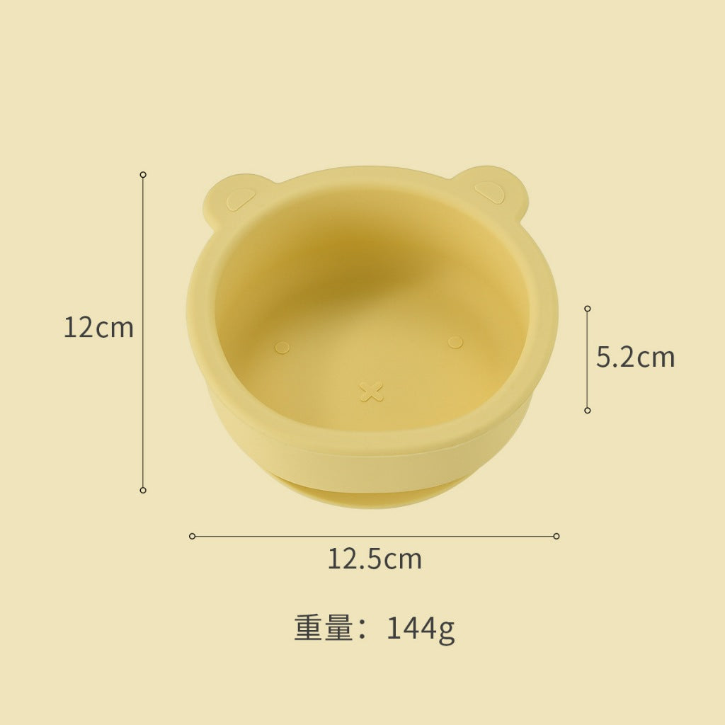 Silicone Baby Plate Bowl Set Spoon Bear BPA free Kids suction feeding Pingan Mangkuk sudu bayi