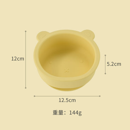 Silicone Baby Plate Bowl Set Spoon Bear BPA free Kids suction feeding Pingan Mangkuk sudu bayi