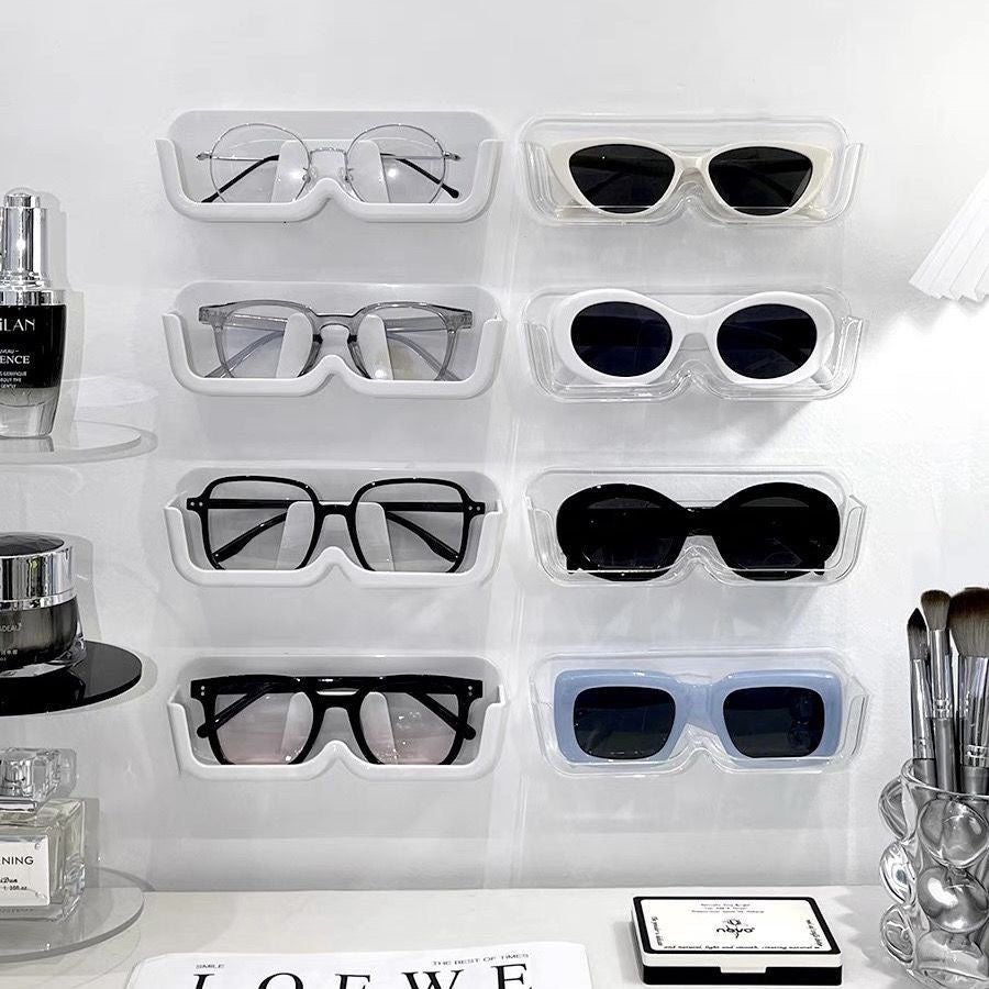 Wall-Mounted Punch-Free Glasses Storage Box | Sunglasses Display Rack | Decorative Eyewear Organizer Shelf 免打孔壁挂式眼镜收纳盒